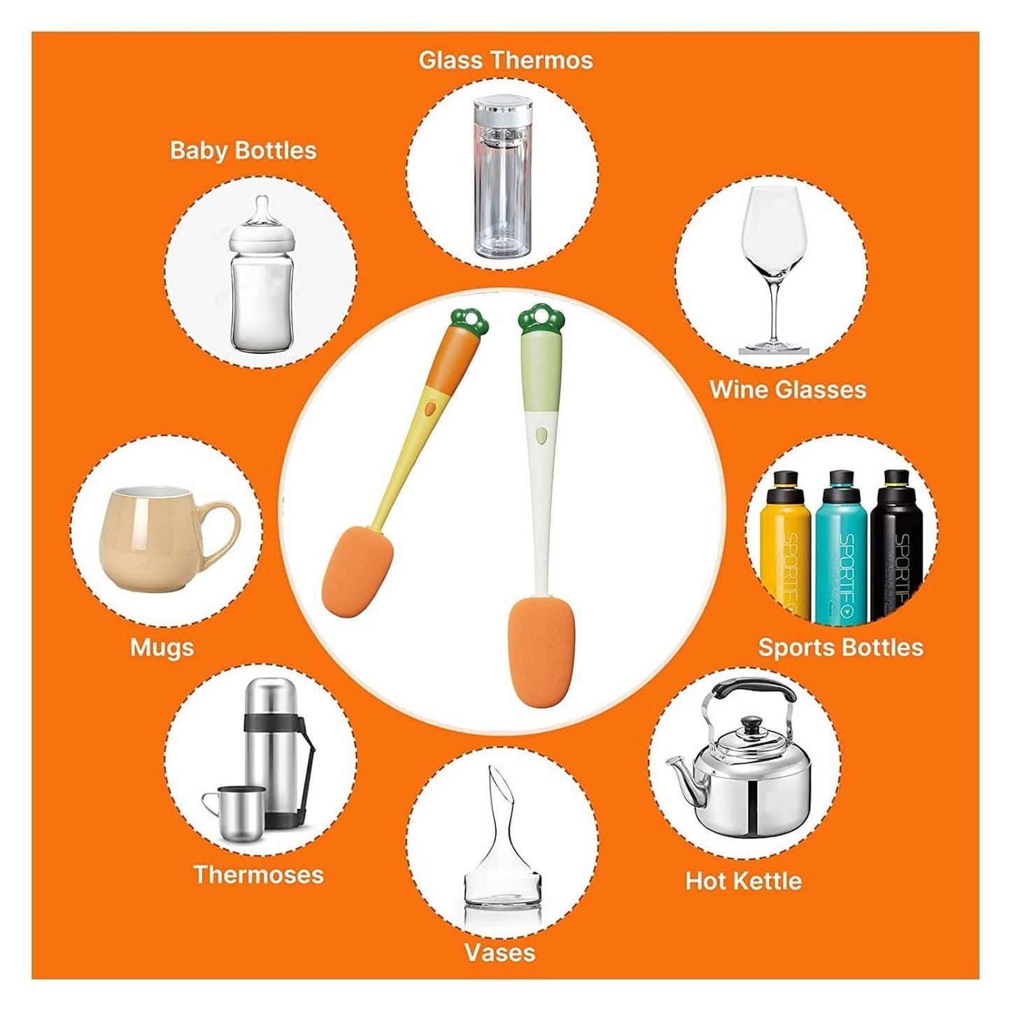 3 in 1 Multifunctional Cleaning Brush for Water Bottles with Long Handle