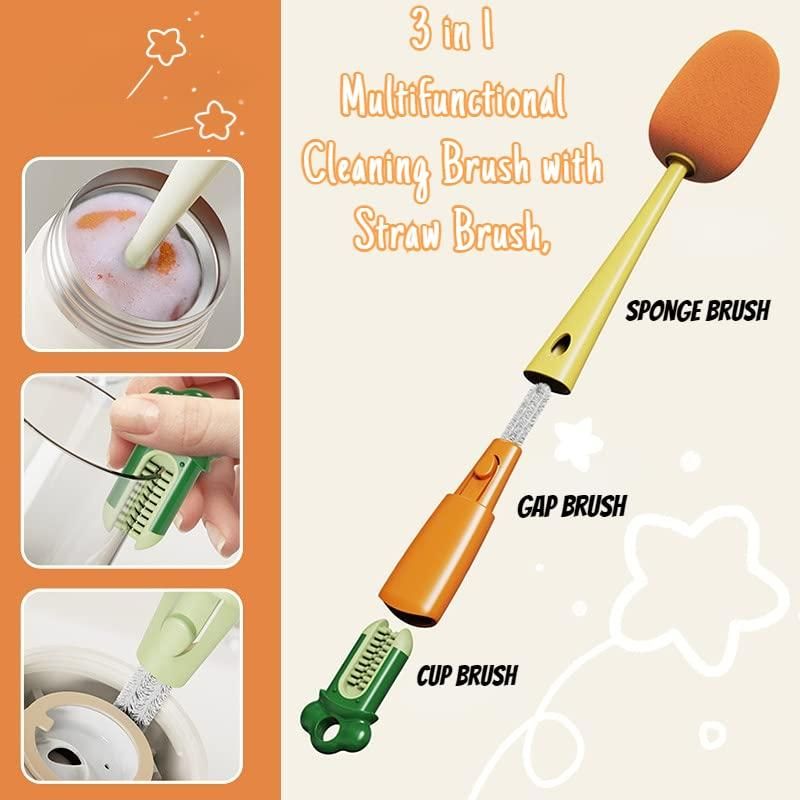 3 in 1 Multifunctional Cleaning Brush for Water Bottles with Long Handle