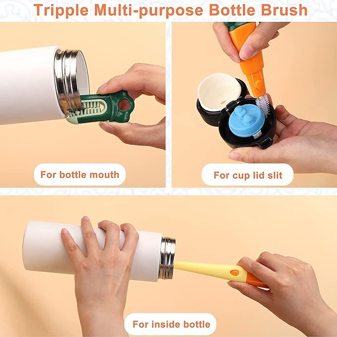 3 in 1 Multifunctional Cleaning Brush for Water Bottles with Long Handle