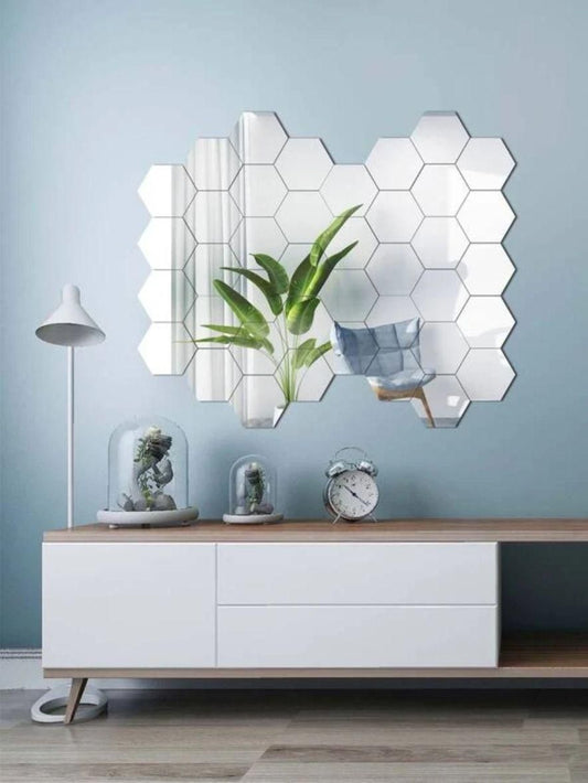 WallDaddy Mirror Stickers For Wall Pack Of 40 (10x12 cm)
