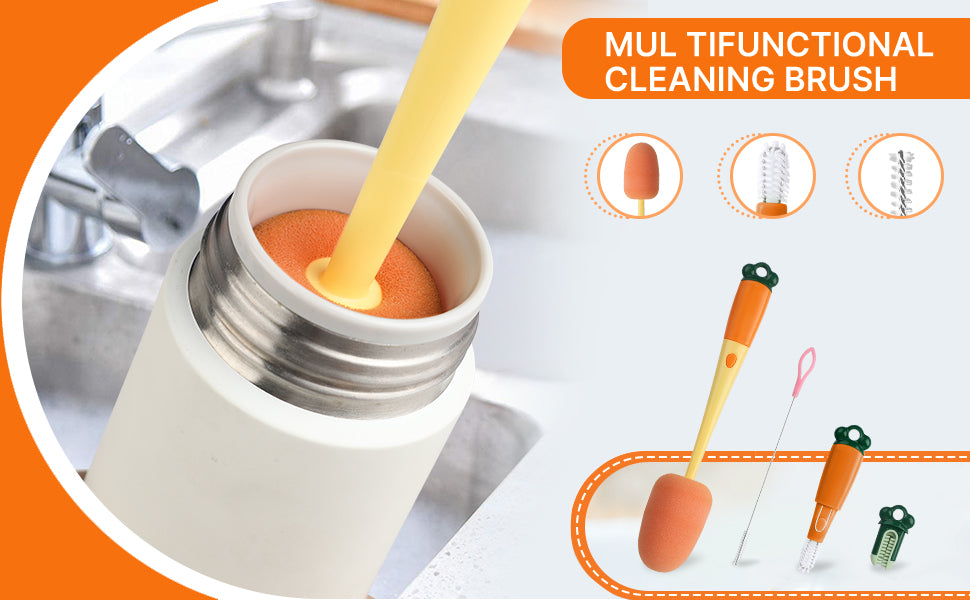 3 in 1 Multifunctional Cleaning Brush for Water Bottles with Long Handle