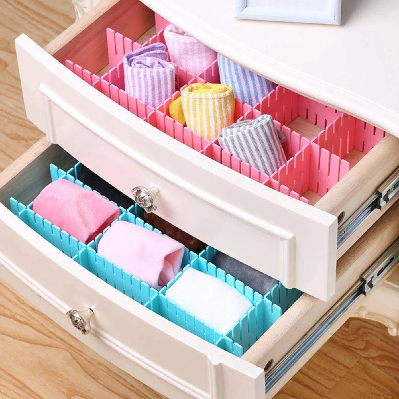 Adjustable Interlocking Drawer Storage Organizer (Pack Of 6) - For Kitchen | Bed Roams | Washrooms