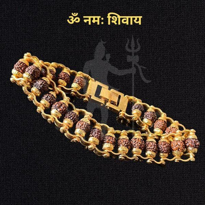🕉️Genuine Paanch Mukhi Rudraksha Bracelet With 18k Gold Plating.