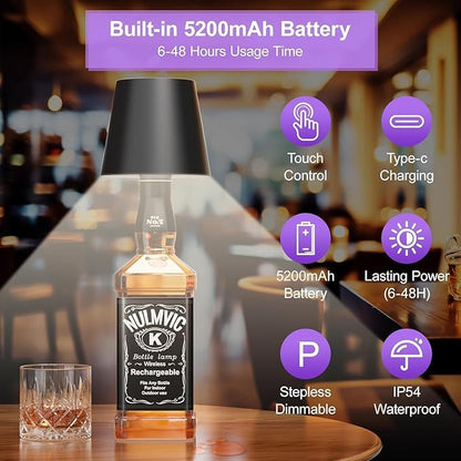 Touch Control Wireless LED Bottle Lamp's - 3 Colors - USB Rechargeable - 3 Year Warranty