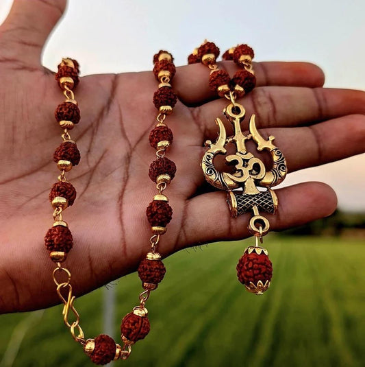 Gleaming Mens Gold Plated Rudraksha Chains