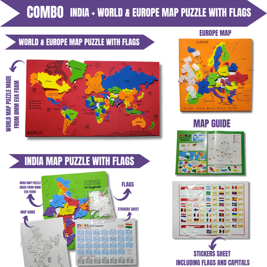 INDIA/WORLD/EUROPE MAP PUZZLE - Level Up Your Kid's Learning