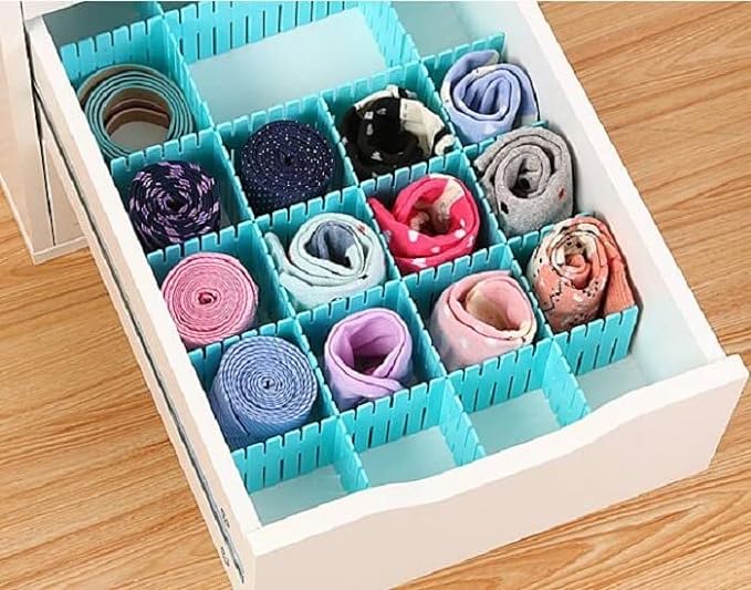 Adjustable Interlocking Drawer Storage Organizer (Pack Of 6) - For Kitchen | Bed Roams | Washrooms